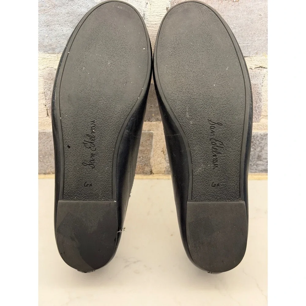 Sam Edelman Felicia Black Leather Scalloped Ballet Flats Womens 6.5